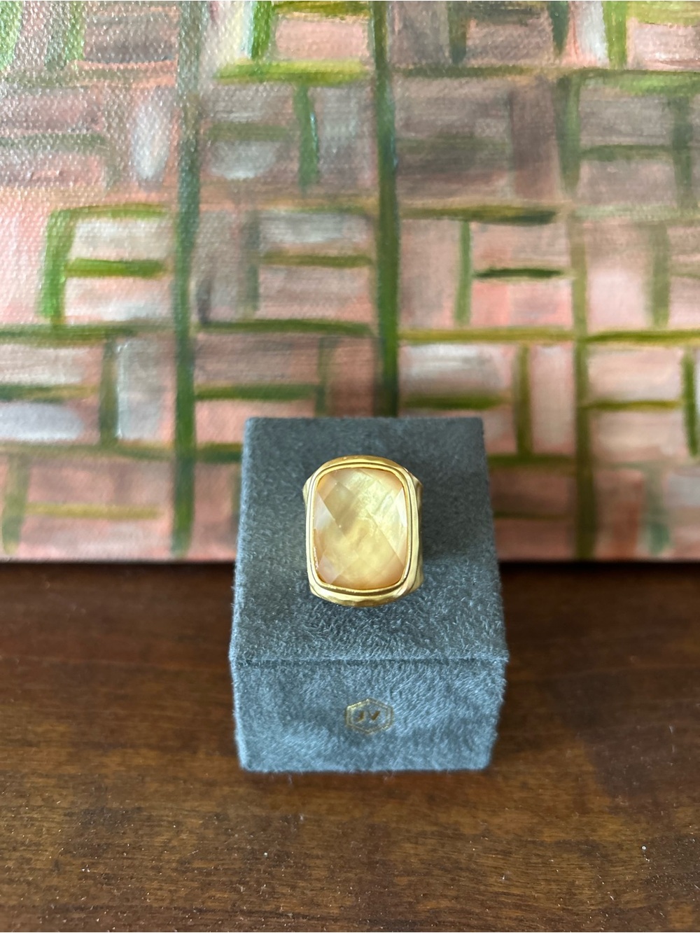 Julie Vos Gold-Tone Ring with Faceted Pale Yellow Stone